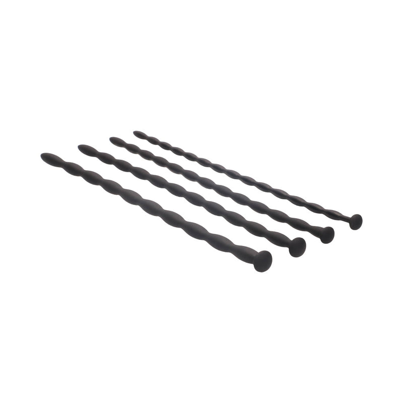 Ouch! Urethral Sounding Advanced Silicone Spiral Screw Plug Set Black 7 mm / 8 mm / 9 mm / 10 mm