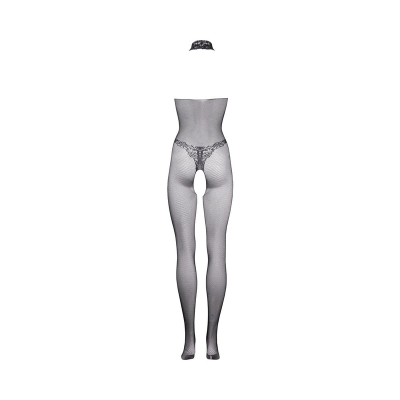 Le Desir Fishnet & Lace High-Neck Bodystocking Black O/S