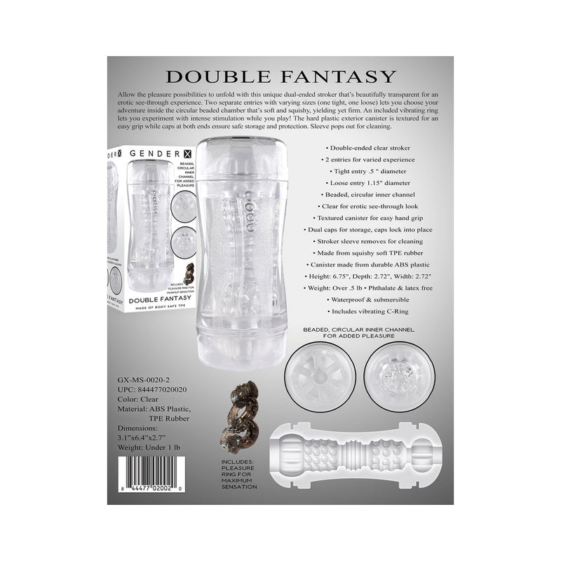 Gender X Double Fantasy Dual Entry Stroker Clear