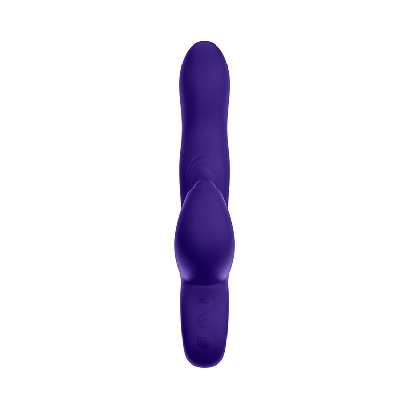 FemmeFunn Klio Rechargeable Silicone Triple Action Thumping Rabbit Vibrator Dark Purple