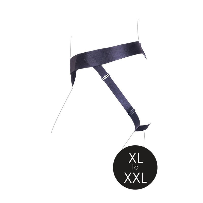 Ouch! Vibrating Strap-on Panty Harness with Open Back Black XL/2XL