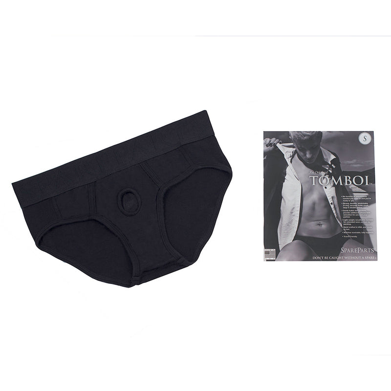 SpareParts Tomboi Rayon Briefs Harness Black Size S