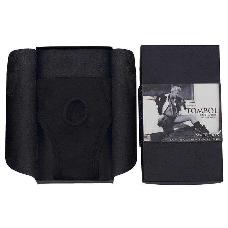 SpareParts Tomboi Rayon Briefs Harness Black Size S