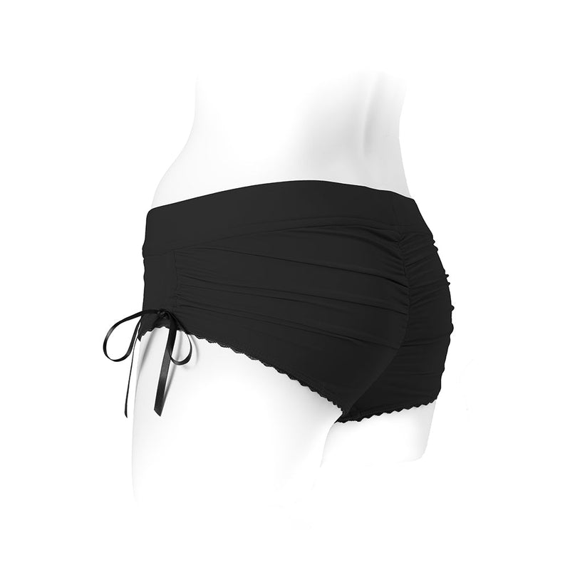 SpareParts Sasha Cinch Booty Short Harness Black Size XL
