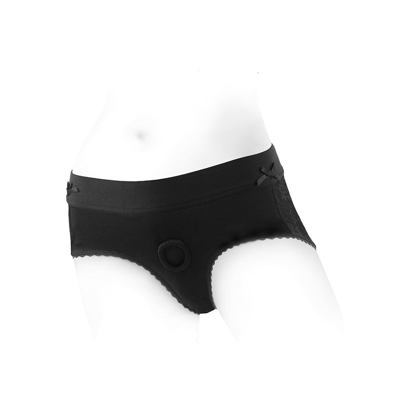 SpareParts Bella Cleavage Booty Short Harness Black Size S