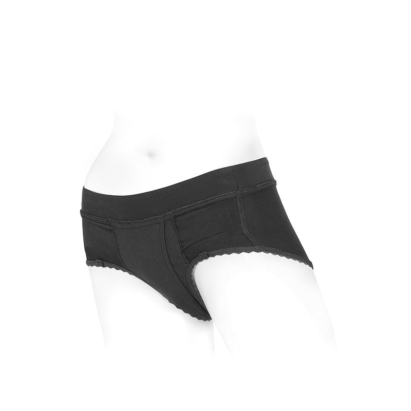 SpareParts Bella Cleavage Booty Short Harness Black Size S