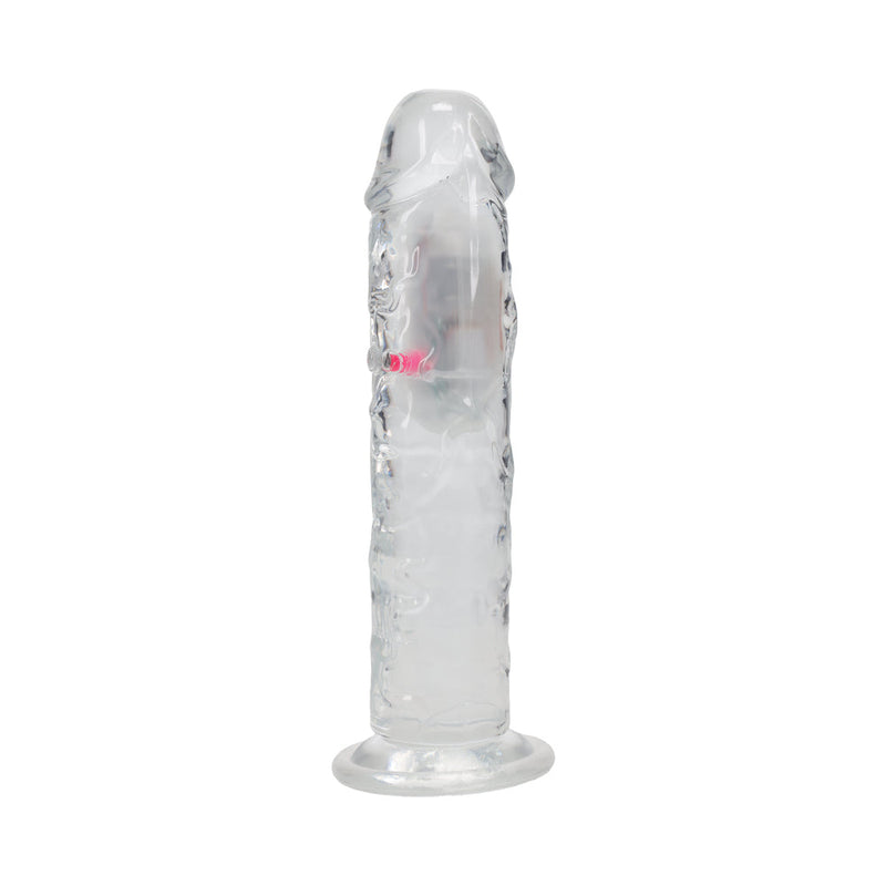 RealRock Wireless Rechargeable Remote Control LED Vibrating 8 in. Dildo Clear