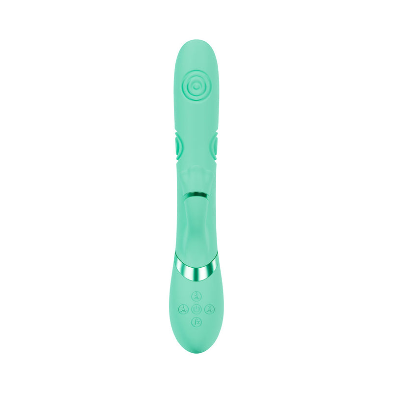VIVE Fiore Rechargeable G-Spot Air Wave and Tapping Flared Clit Stimulator Green