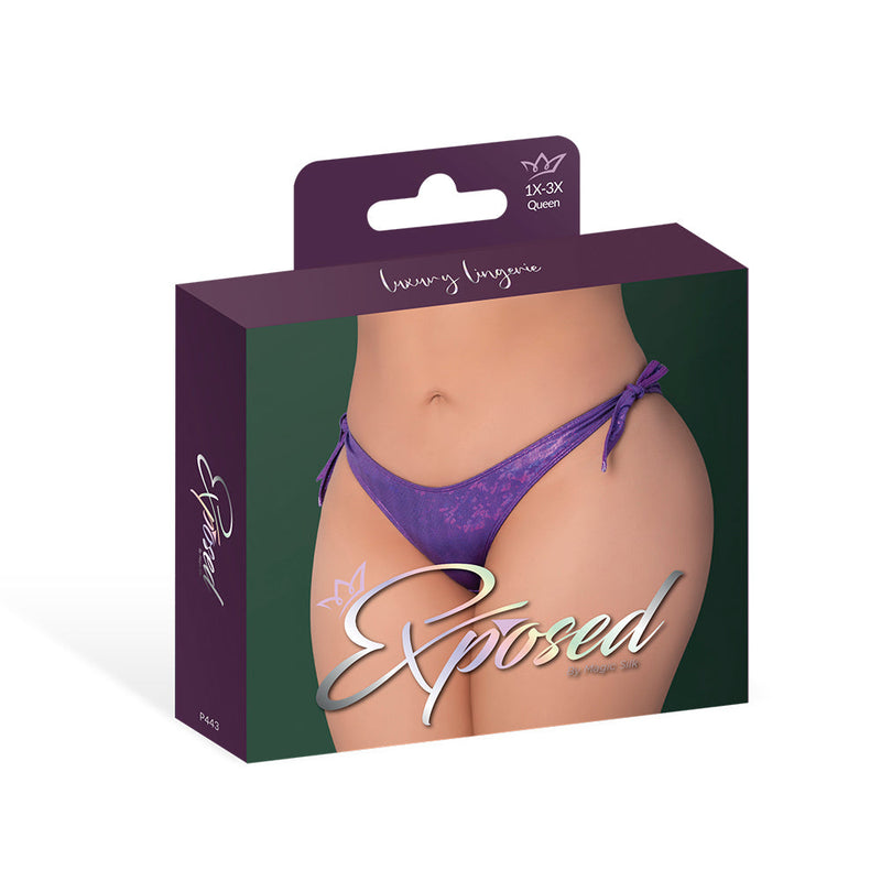 Magic Silk Glimmer Low Rise Tie Side Panty Purple Disco Queen Size