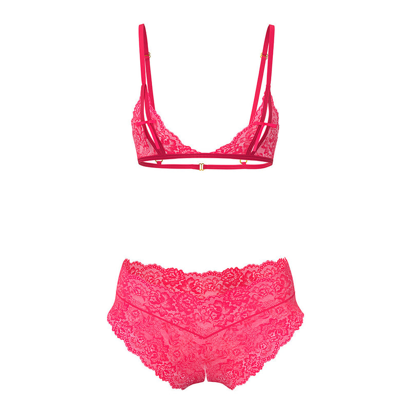 Magic Silk Get It Girl Peek-a-Boo Bralette & Split Crotch Boy Short Diva Pink Queen Size