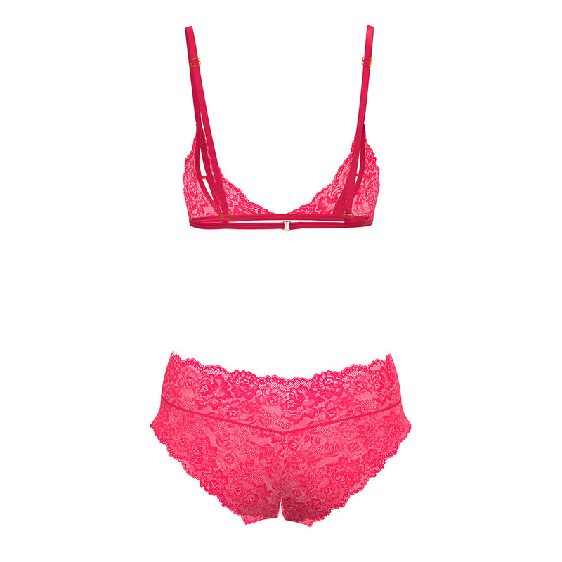 Magic Silk Get It Girl Peek-a-Boo Bralette & Split Crotch Boy Short Diva Pink Queen Size