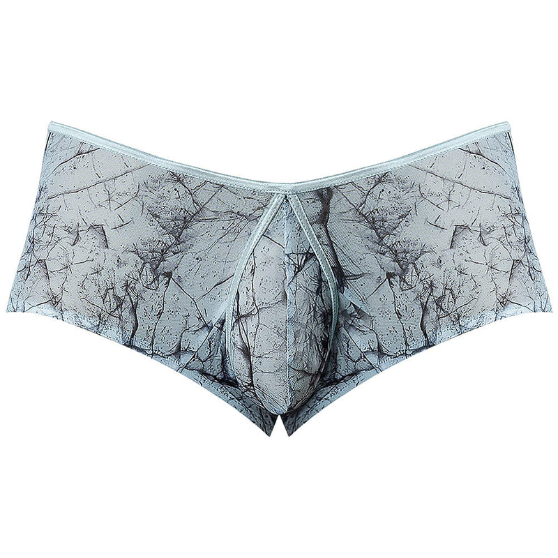 Male Power Marble Mesh Micro Mini Short Silver Blue XL