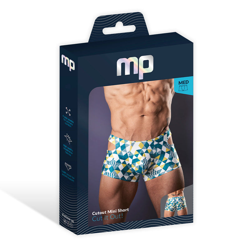 Male Power Cut It Out! Cutout Mini Short Blue/White XL