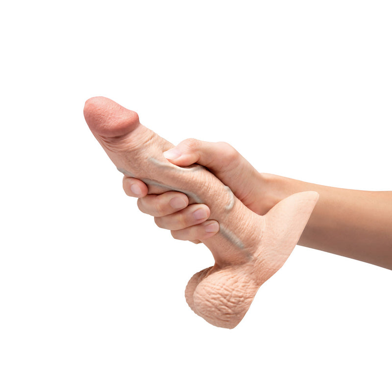 b-Vibe Slipskin Realistic Silicone Dildo 7 in. Girthy Cream