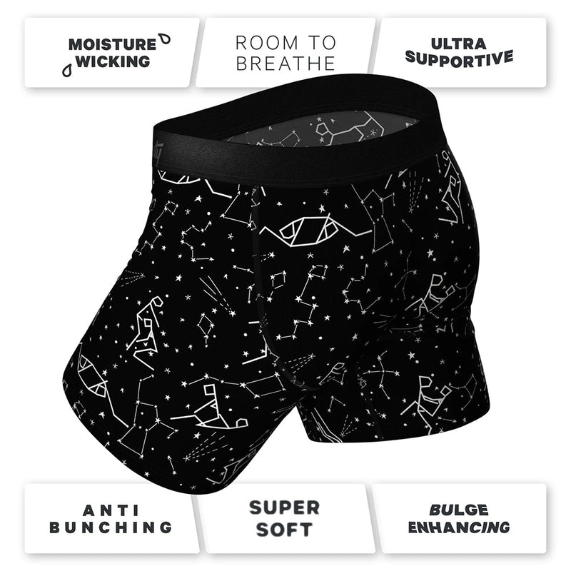 Shinesty The Big Bang Glow-in-the-Dark Constellation Ball Hammock Pouch Underwear with Fly S