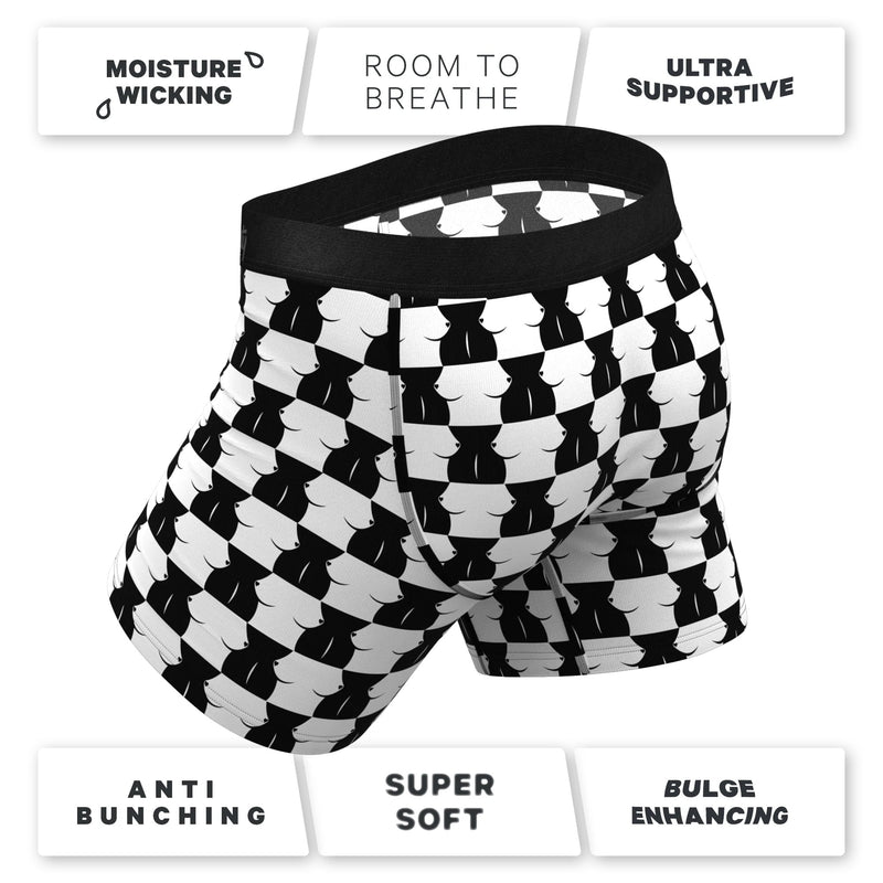 Shinesty The Chest Mate Checkered Ball Hammock Pouch Underwear with Fly XL