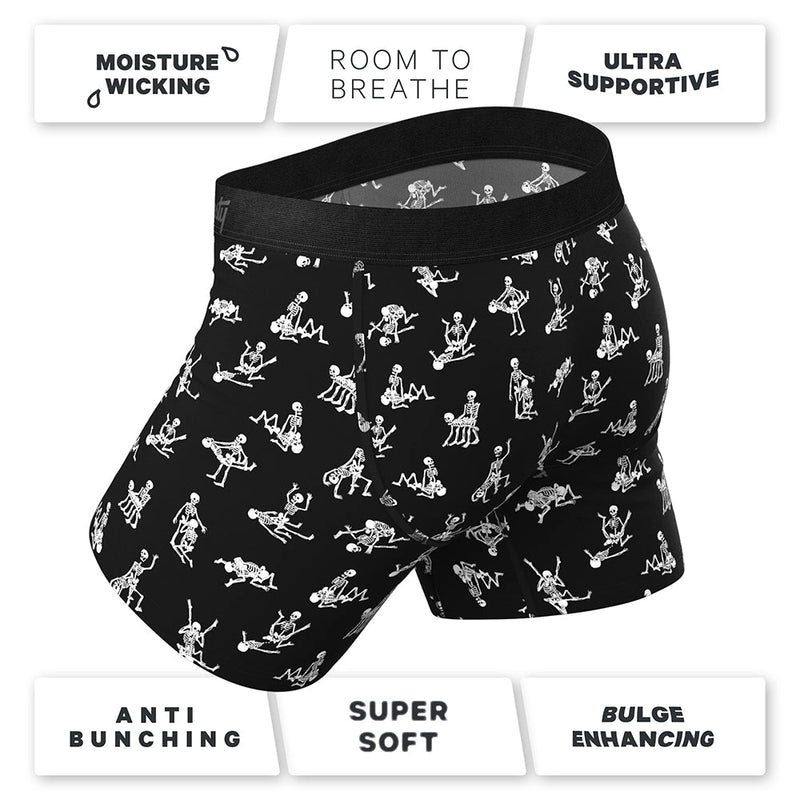 Shinesty The Bare Back Bones Glow-in-the-Dark Skeletons Ball Hammock Pouch Underwear with Fly S