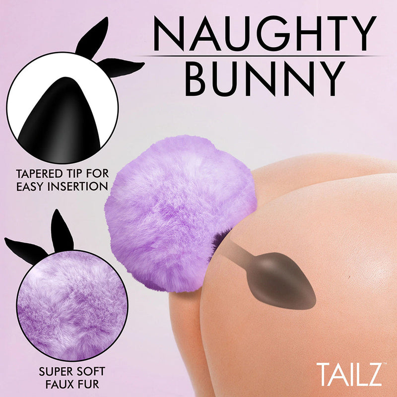 Tailz Fluffy Bunny Tail Silicone Plug Purple