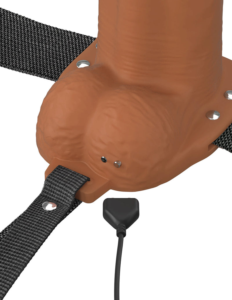 Fantasy X-Tensions Elite Vibrating Hollow Silicone Strap-On 7 in. Brown
