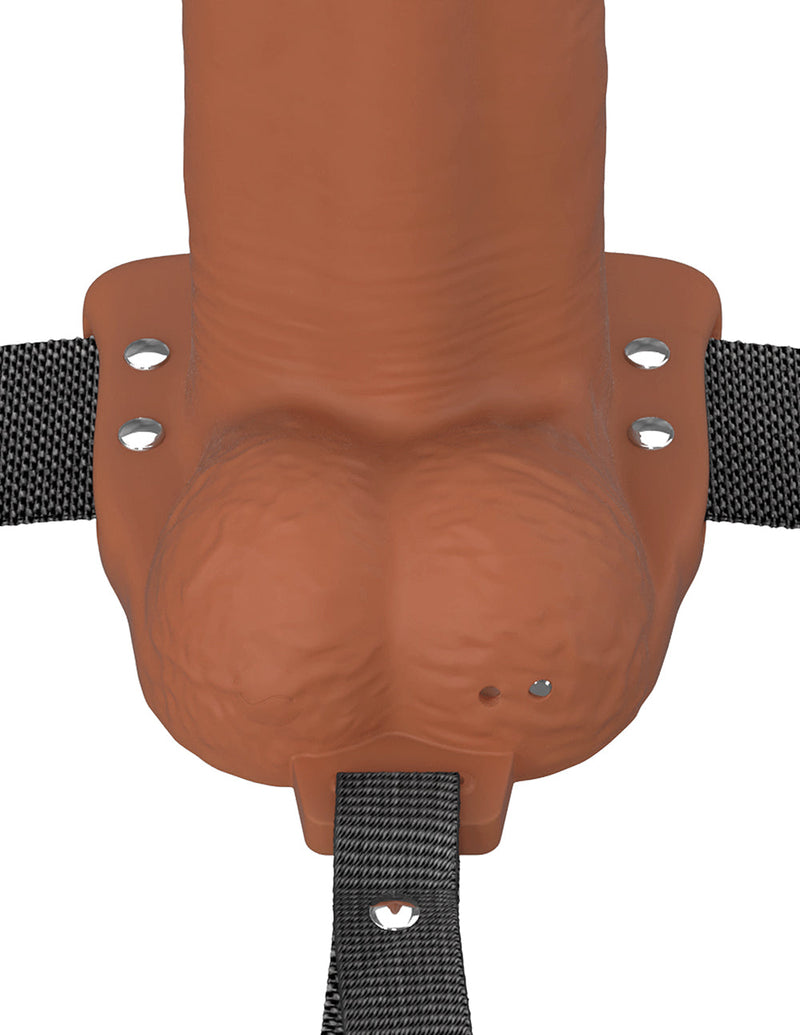 Fantasy X-Tensions Elite Vibrating Hollow Silicone Strap-On 8 in. Brown