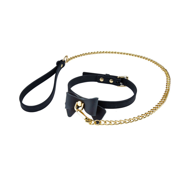 Temptasia Ardor Collar & Leash Black with Bow