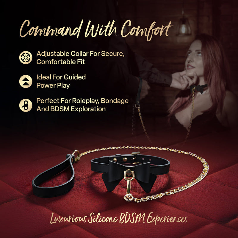 Temptasia Ardor Collar & Leash Black with Bow