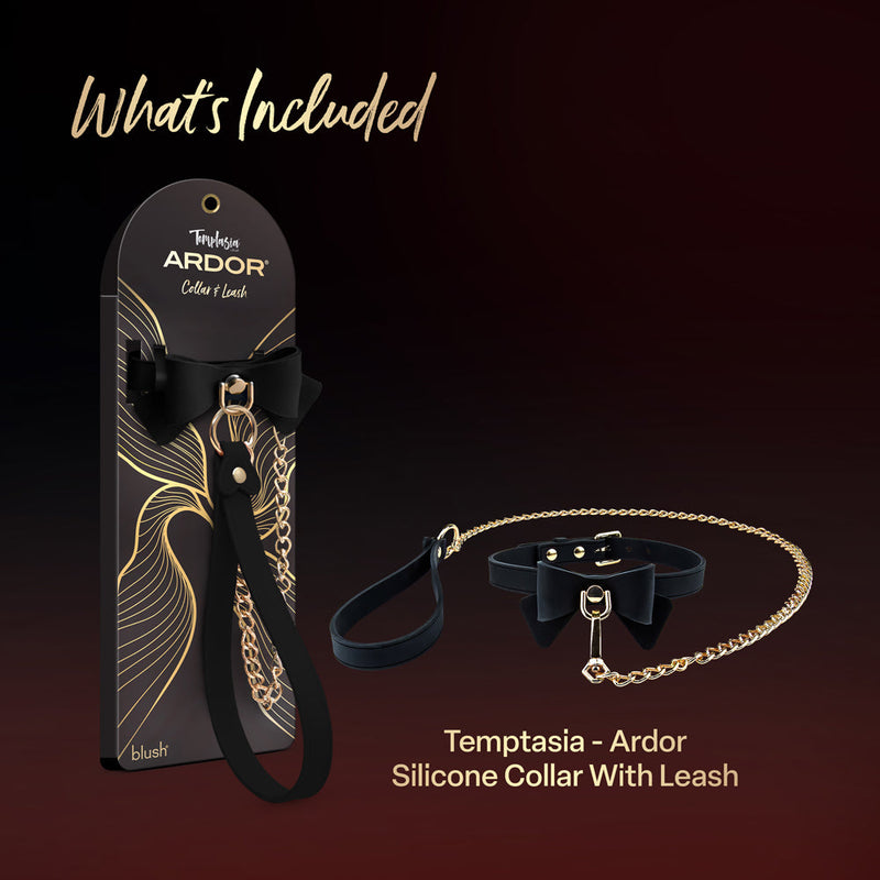 Temptasia Ardor Collar & Leash Black with Bow