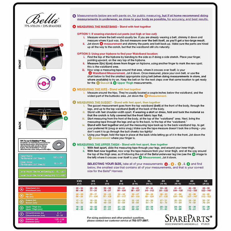 SpareParts Bella Cleavage Booty Short Harness Black Size L