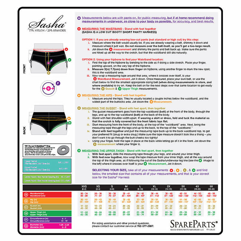 SpareParts Sasha Cinch Booty Short Harness Red/Black Size 2XL