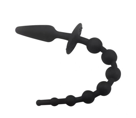 Plug Anal con Cadena Anal Silicona Negro