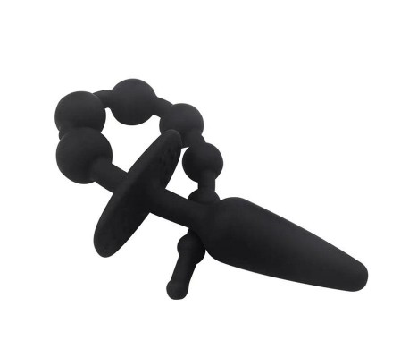 Plug Anal con Cadena Anal Silicona Negro