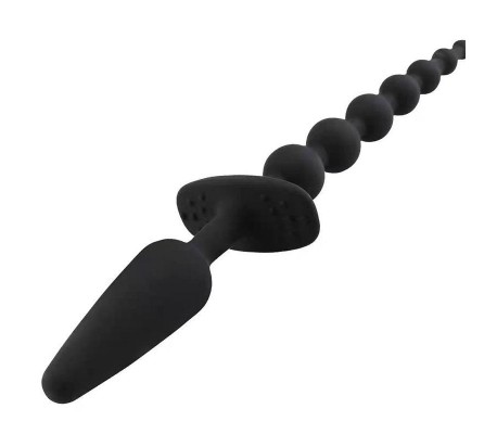 Plug Anal con Cadena Anal Silicona Negro