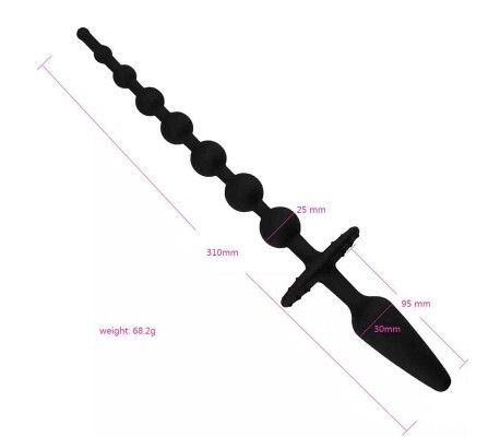 Plug Anal con Cadena Anal Silicona Negro