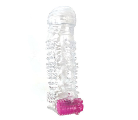 Funda para el Pene Texturizada con Bala Vibradora Transparente