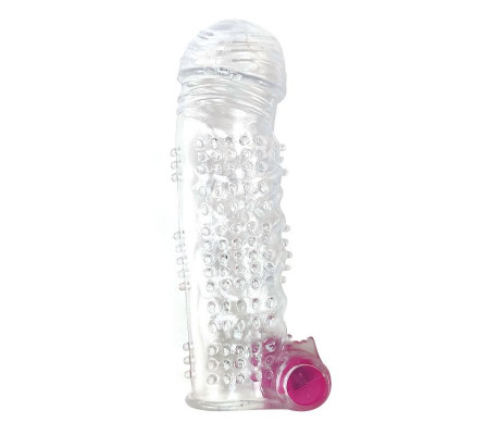 Funda para el Pene Texturizada con Bala Vibradora Transparente