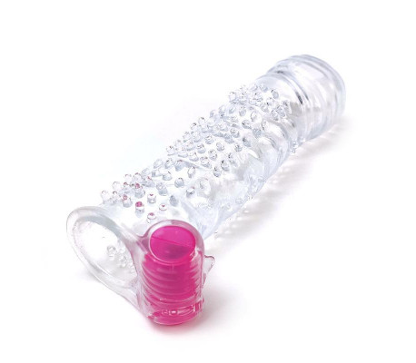 Funda para el Pene Texturizada con Bala Vibradora Transparente