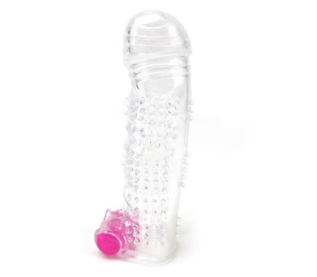 Funda para el Pene Texturizada con Bala Vibradora Transparente