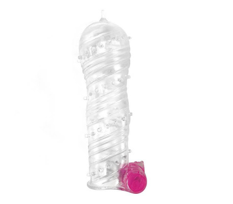 Funda para el Pene Texturizada con Bala Vibradora Transparente