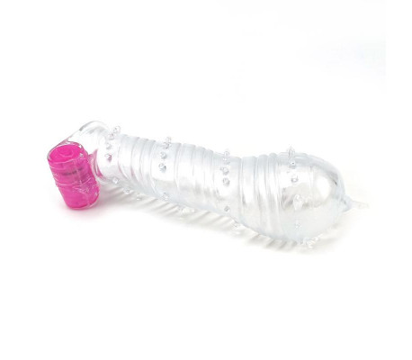 Funda para el Pene Texturizada con Bala Vibradora Transparente