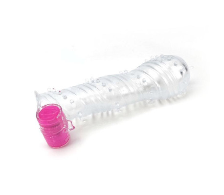 Funda para el Pene Texturizada con Bala Vibradora Transparente