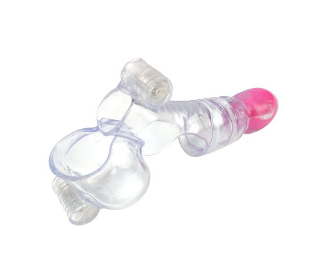 Funda para el Pene y Testículos 3 Balas Vibradoras Transparente