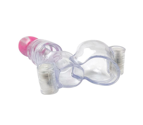 Funda para el Pene y Testículos 3 Balas Vibradoras Transparente