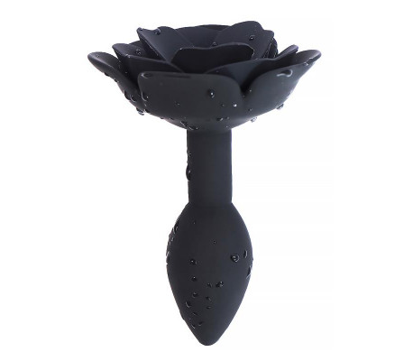 Plug Anal de Silicona con Rosa Negro