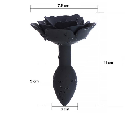 Plug Anal de Silicona con Rosa Negro