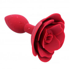 Plug Anal de Silicona con Rosa Rojo