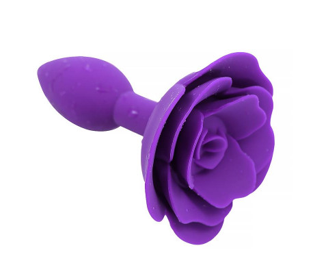 Plug Anal de Silicona con Rosa Púrpura