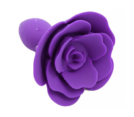 Plug Anal de Silicona con Rosa Púrpura