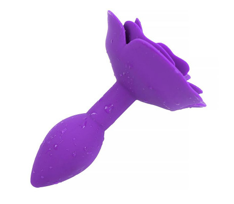Plug Anal de Silicona con Rosa Púrpura