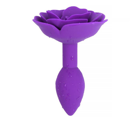 Plug Anal de Silicona con Rosa Púrpura