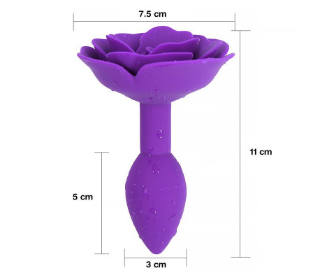 Plug Anal de Silicona con Rosa Púrpura
